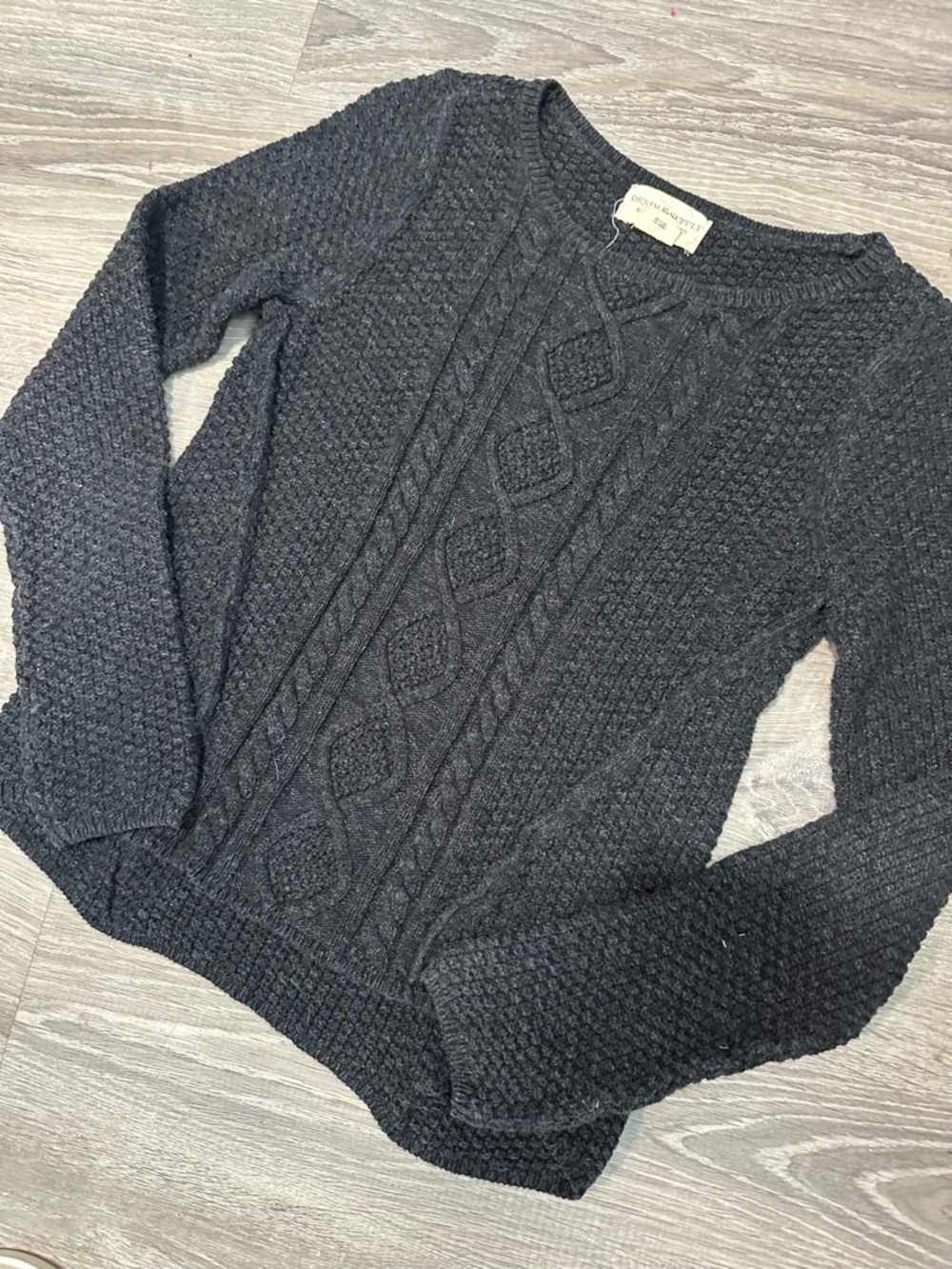 Denim & Supply Ralph Lauren Women's Black Cable Knit Sweater - Y2K